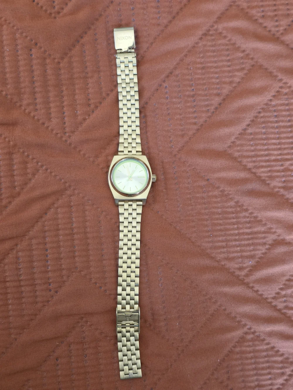 Nixon Men’s Gold-Tone Stainless Steel Watch with Lime Accents